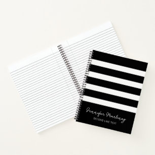 Black And White Classy Stripes Notebook