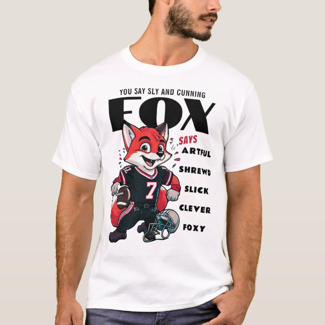 Black And White Clever Foxy Fox Cartoon Mens T-Shirt (Front)
