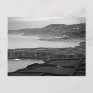Black and white coastal landscape postcard