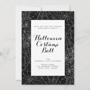 Black and White cobweb Halloween Ball invite
