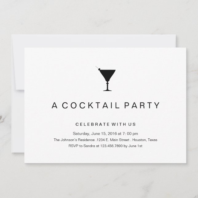 Black and White Cocktail Party Invitation (Front)