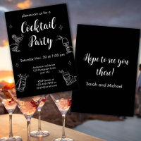 Black And White Cocktail Party Minimalist Invitati