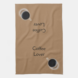 Black and White Coffee Cup Pattern Personalised Tea Towel