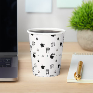 Black and White Coffee Illustrations Paper Cups