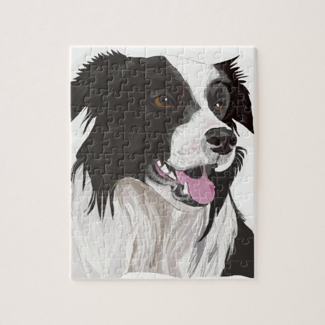 black and white collie brown eyes jigsaw puzzle (Vertical)