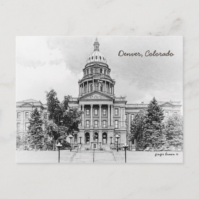 Black and White, Colorado State Capitol Bldg #1 Postcard (Front)