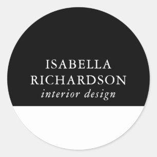 Black And White Colour Block Name Classic Round Sticker
