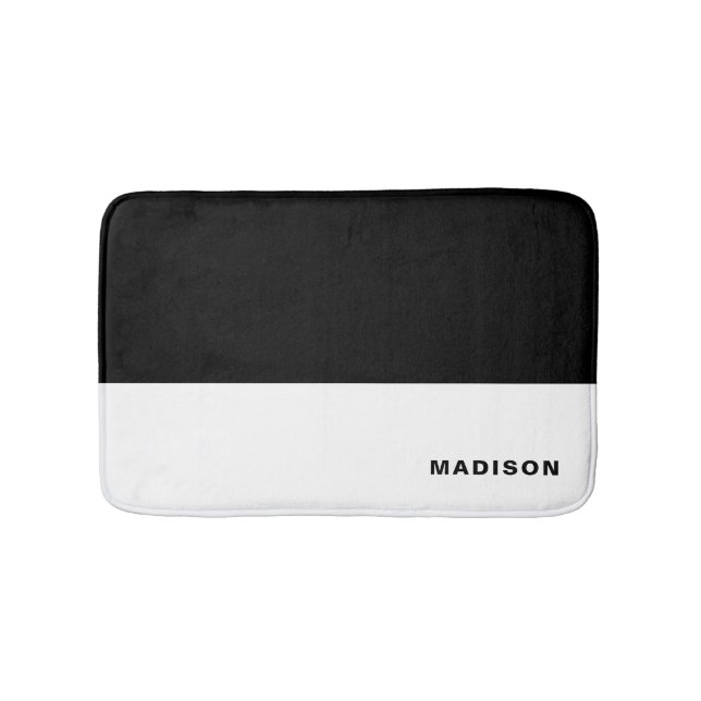 Black and White Colour Block Personalised Bath Mat (Front)