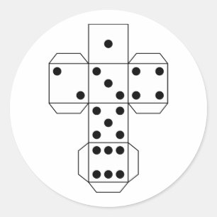Black and white colour die dice Drawing figure Classic Round Sticker