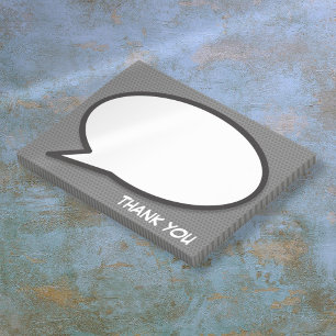Black and White Comic Book Speech Bubble Thank You Post-it Notes
