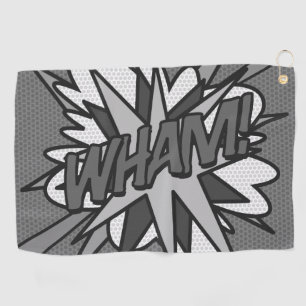Black and White Comic Book WHAM Superhero Golf Towel