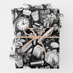 Black and White Comics Pattern Wrapping Paper Sheet