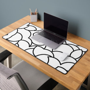 Black and White Comingled Abstract Desk Mat