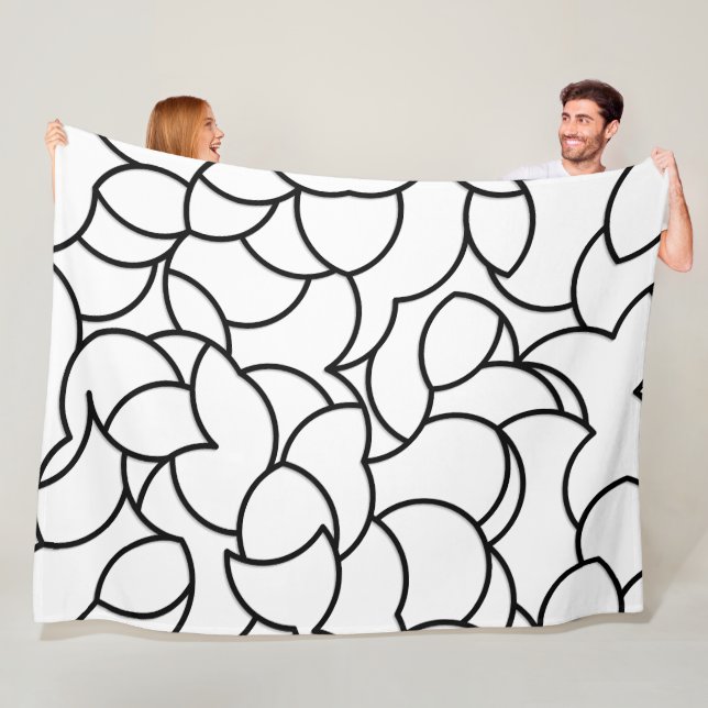 Black and White Comingled Abstract Fleece Blanket (In Situ)