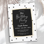Black and White Confetti Dots 21st Birthday Party Invitation<br><div class="desc">A classy contemporary 21st birthday party invitation with contemporary trendy style, this design features scattered confetti polka dots in black over a white background. A golden double frame with elegant black background surrounds the text. Lovely handwritten script type face spells out "Birthday Party" in large lettering to add emphasis to...</div>