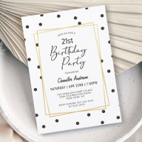 Black and White Confetti Dots 21st Birthday Party