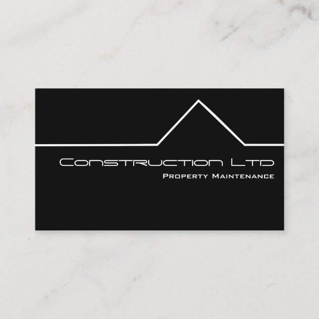 Black and White Construction Business Card (Front)