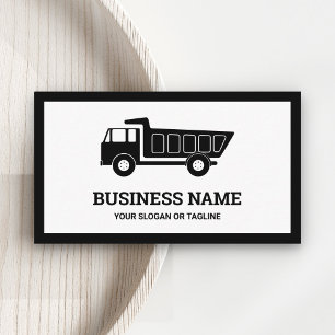 Black and White Construction Hauling Dump Truck Business Card