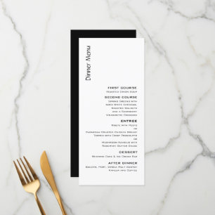Black and White Contemporary Wedding Menu