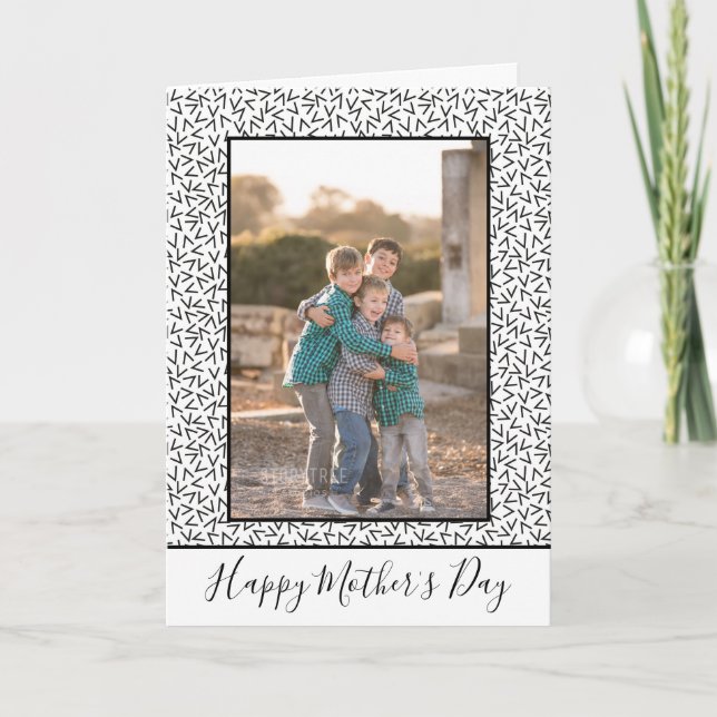 Black and White Cool 80s theme Mother's Day Photo  Card (Front)