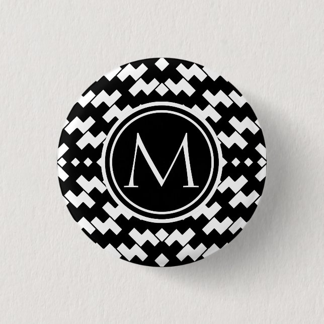 Black and White Cool Chevron 3 Cm Round Badge (Front)