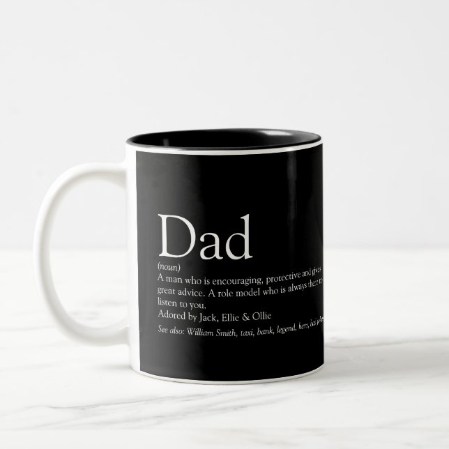 Black and White Cool Dad Daddy Father Definition Two-Tone Coffee Mug (Left)