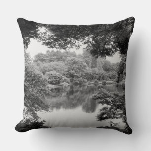 Black and white, cool, unique nature and lake cushion