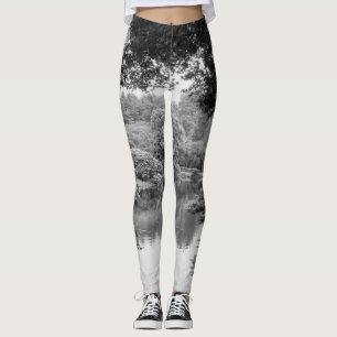 Black and white, cool, unique nature and lake leggings
