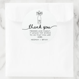 Black and White Coquette Wedding Favor Classic Round Sticker