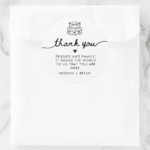 Black and White Coquette Wedding Favour Classic Round Sticker