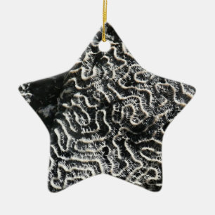 Black and White Coral I Abstract Nature Photo Ceramic Tree Decoration