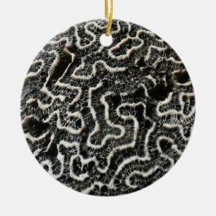 Black and White Coral II Abstract Nature Photo Ceramic Tree Decoration