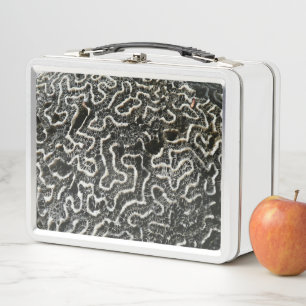 Black and White Coral II Abstract Nature Photo Metal Lunch Box