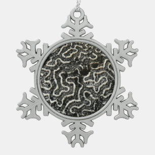 Black and White Coral II Abstract Nature Photo Snowflake Pewter Christmas Ornament