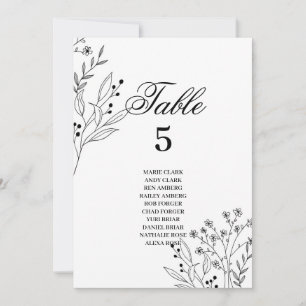 Black and White Corner Floral Boho Seating Charts Invitation