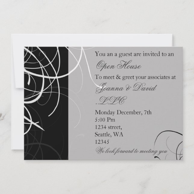 black and white Corporate party Invitation (Front)