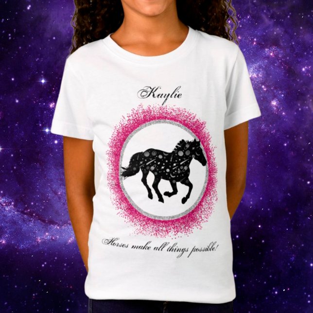 Black and White Cosmic Horse T-Shirt  (Creator Uploaded)