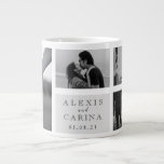 Black and White Couple Photo Wedding Large Coffee Mug<br><div class="desc">A classic but elegant couple wedding mug in black and white hues. Personalise it with your pictures.</div>