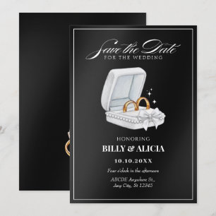 Black and white couple ring save the date