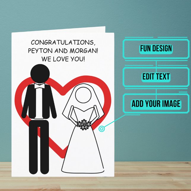 Black and White Couple Wedding Day Congratulations Card (Send your love and congratulations with a modern and unique twist.)