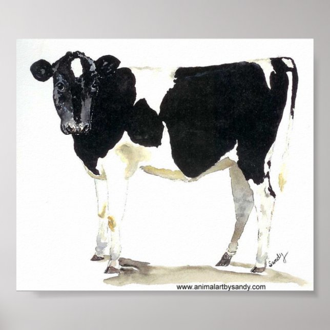 black and white cow canvas poster (Front)