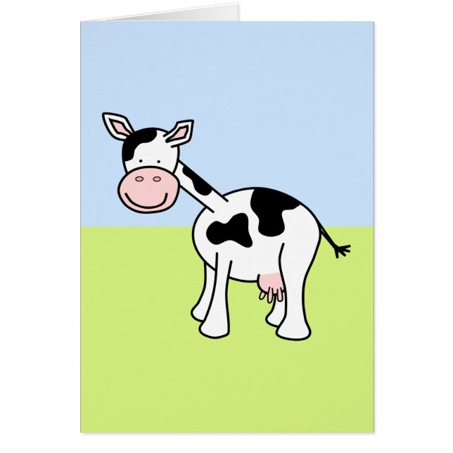 Black and White Cow Cartoon. (Front)