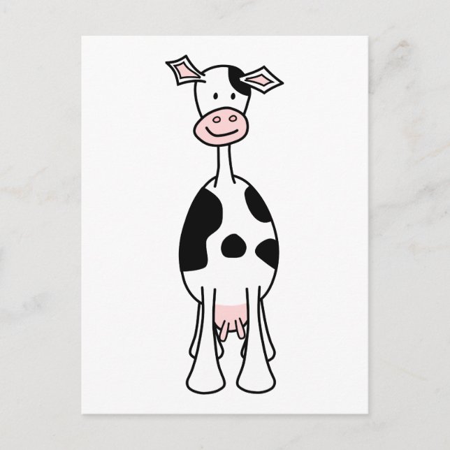 Black and White Cow Cartoon. Front. Postcard (Front)