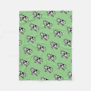 Black And White Cow Cartoon Pattern Fleece Blanket