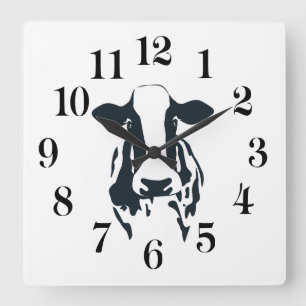 Black and White Cow Clock