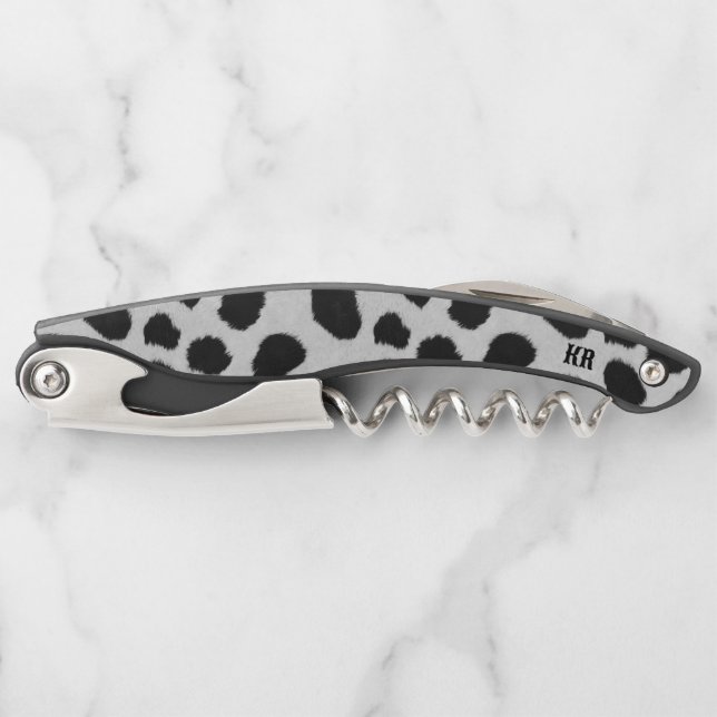 Black and white cow fur pattern background corkscrew (Front)