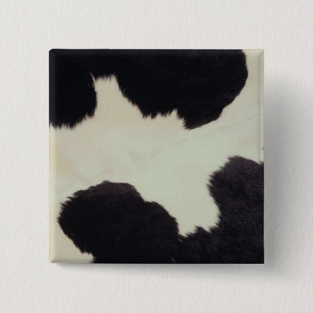 Black and White Cow Hide 15 Cm Square Badge (Front)