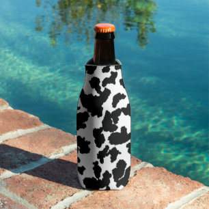 Black And White Cow Hide Fur Pattern  Bottle Cooler