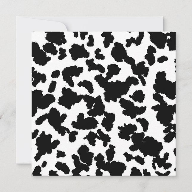 Black And White Cow Hide Fur Pattern Holiday Card (Front)