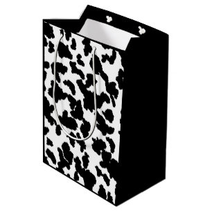 Black And White Cow Hide Fur Pattern Medium Gift Bag